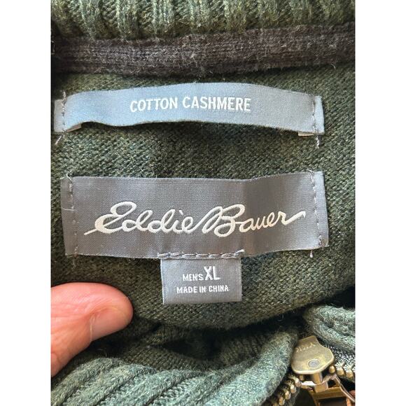 Eddie Bauer green mock neck sweater men’s XL preppy business casual - Picture 3 of 6
